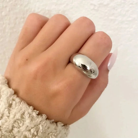 925 Sterling Silver Dome Ring Chunky Ring Thumb Ring Thick Ring Boho Ring - Picture 1 of 8
